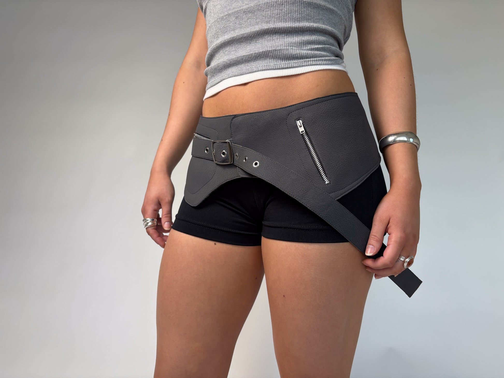Graphite Reversible Suede Belt Bag